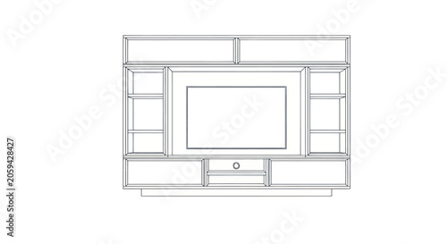 Принти на полотні Entertainment Center Wall Unit Vector Outline
