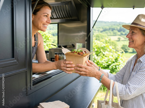 Friendly Food Truck Exchange Bright Rural Setting