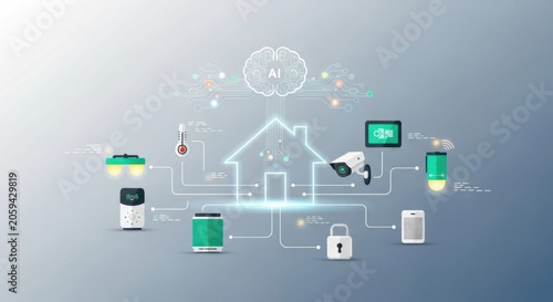 Smart home automation system concept featuring connected devices for coloring pages