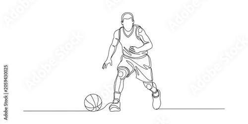 Basketball Player Continuous Line Art