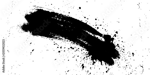 Obraz na plátne A bold black ink stroke and splatter, evoking a sense of dynamism and abstract expression, set against a clean backdrop