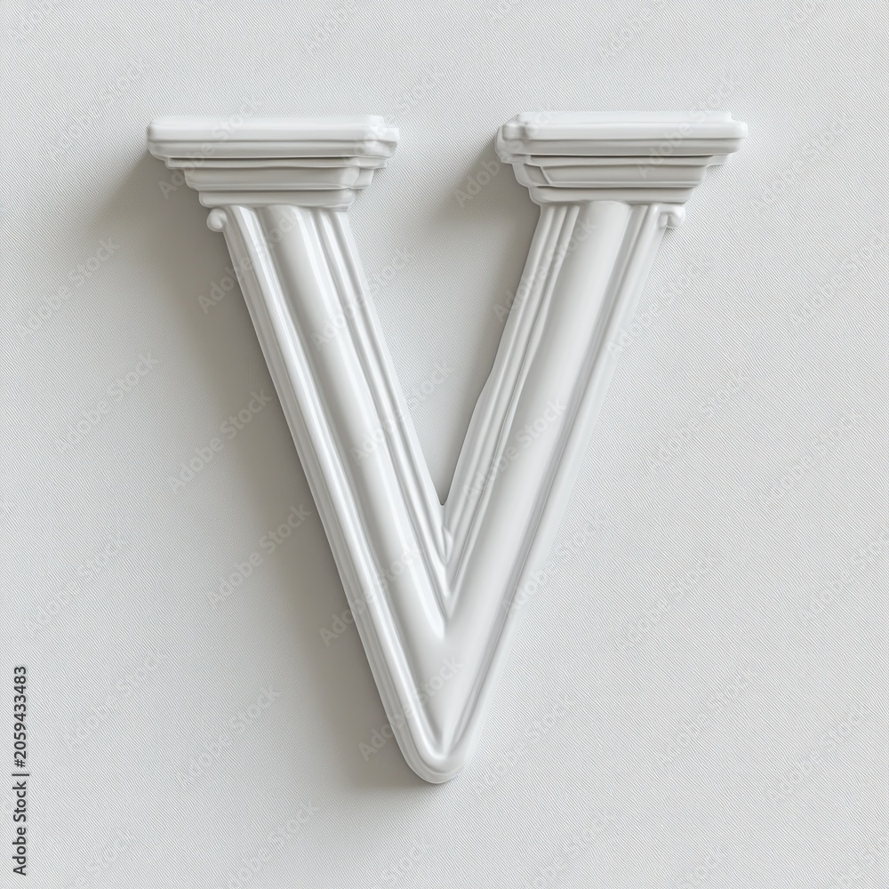 Naklejka premium Capital letter V, ornate, classical style