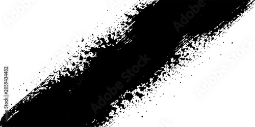 Schilderij op canvas A bold black brushstroke with a spray paint effect streaks diagonally across a white background, creating a graphic and dynamic visual