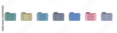 Folder Icons Collection with Document Storage File Management and Organization Vector Set