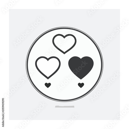 Minimalist Hearts Icon in Circular Frame