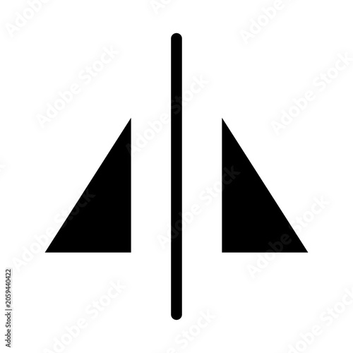 Vertical mirror reflecting symmetry triangles shape flip object modifier icon.
