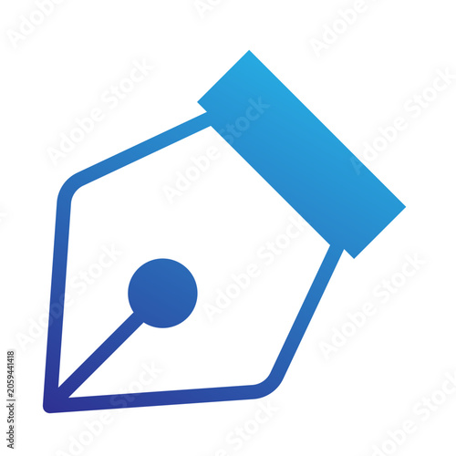Bild auf Leinwand Famous anchor path vector rendering calligraphy nib master pen tool Blue Gradient Icon