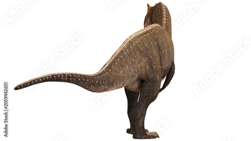 Foto Majestic dinosaur model on a white background
