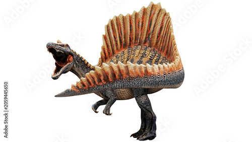 Bild auf Leinwand Spinosaurus with dramatic dorsal sail highlighted.