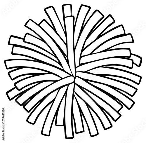 Black and white hand drawn cheerleader pom pom illustration design element