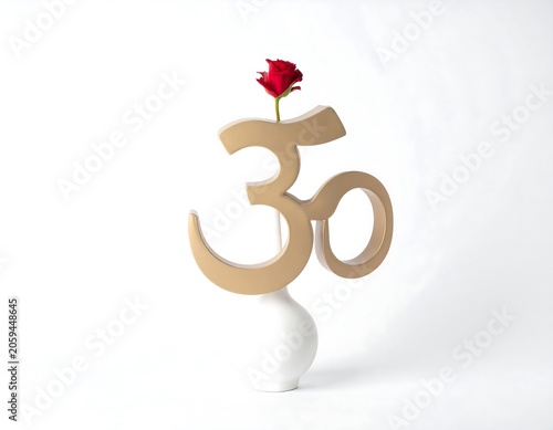 Om Symbol with a Rose.