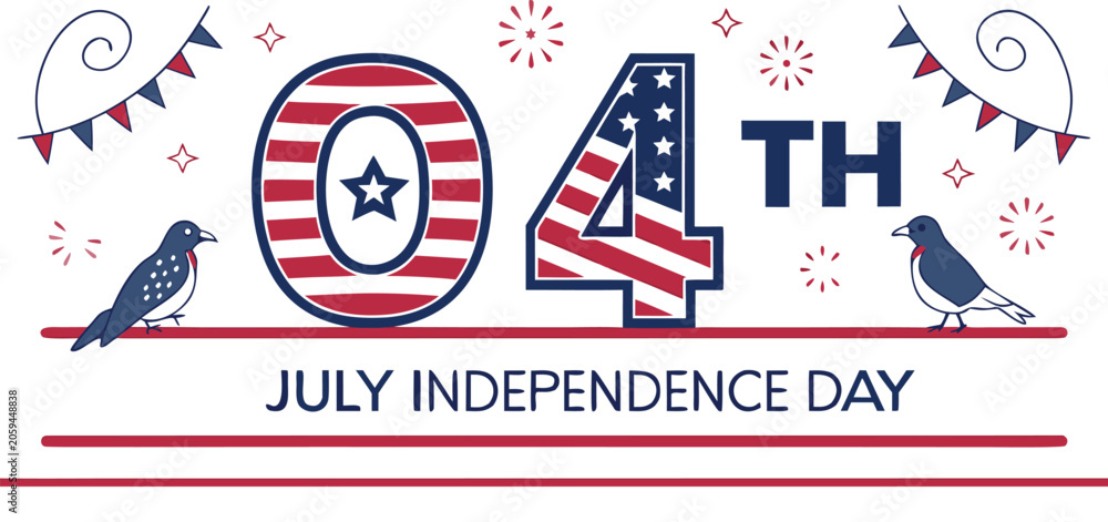 Obraz premium 4th of july independence day greeting card design