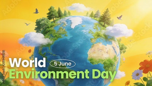 World Environment Day 5 June vector poster, green life