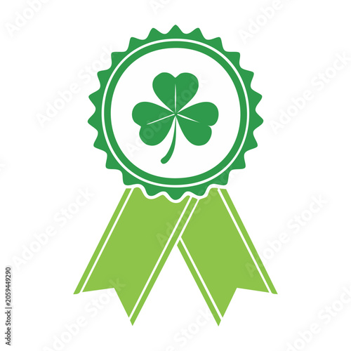 Green Shamrock Ribbon Badge with Transparent Background