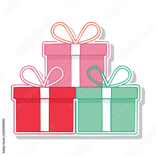 Stacked Gift Boxes with Bows in Flat Design