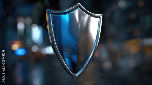 Shiny metal shield against transparent