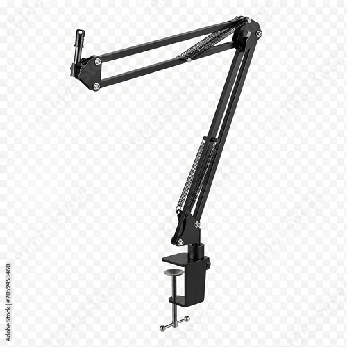 Black adjustable microphone boom arm stand for desk mounting