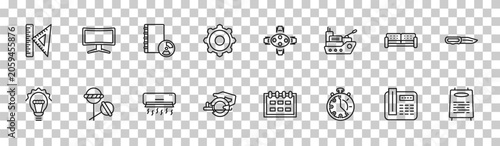 Εκτύπωση καμβά outline tools and utensils icons set - squad, screen in black, house things, daily specials board