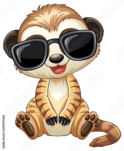 Adorable Vector Meerkat Character Wearing Stylish Sunglasses and Smiling