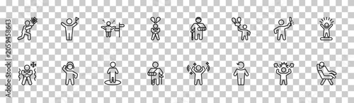 Φωτογραφία outline feelings icons set - sorry human, accomplished human, awful human, comfo