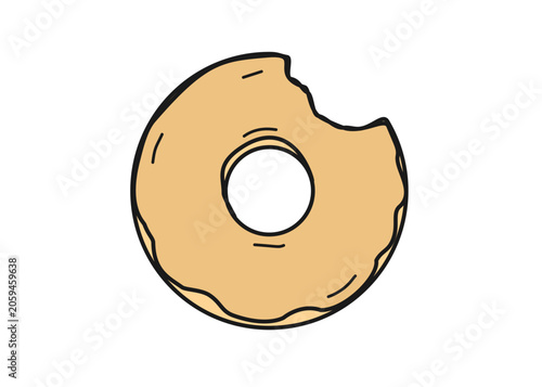 Classic donut illustration. Food packaging, menu illustration hand drawn print ads. Food business, bakery