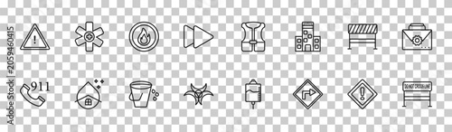Εκτύπωση καμβά outline alert icons set - caution, medical, road blockade, do not cross line