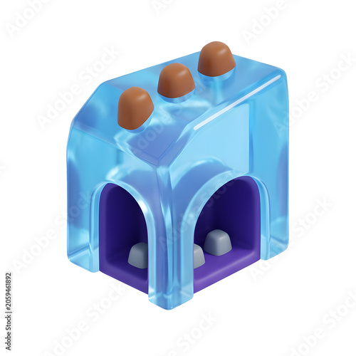 Cartoon Blue Ice House with Purple Details