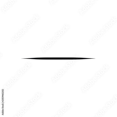 Single horizontal black line with tapered, sharp pointed ends, creating a minimalist divider or underline on a white background