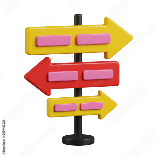 Cartoon Direction Sign 3D Render