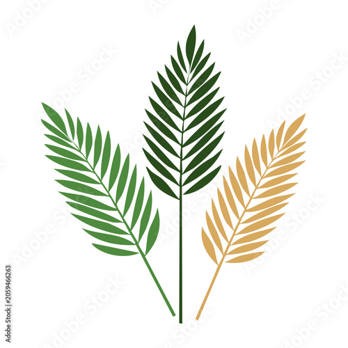 Flat Design Tropical Palm Leaves Illustration