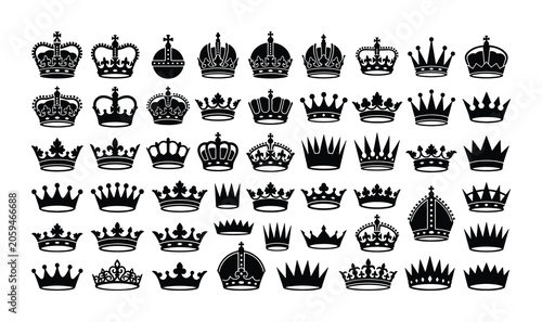 Vászonkép Royal Crowns Collection, Regal Symbols Set, Heraldic Emblems, Luxury Icons, Vect
