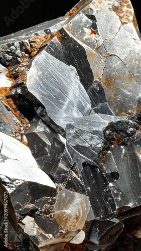 A large metallic mineral specimen with sharp crystalline structures