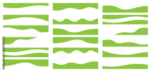 Elegant nature-inspired border set with flowing green wave shapes and clean organic contours. Ideal for eco-friendly campaigns, posters, and business presentations.