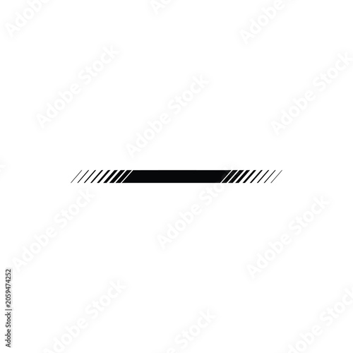 A horizontal divider featuring a solid black center bar flanked by repeating diagonal lines on both sides, isolated on white background