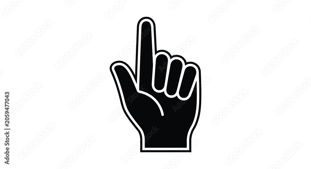 Fototapeta premium Pointing hand gesture black and white outline silhouette finger index symbol icon direction indicate select