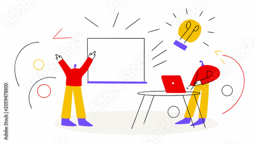 Creative team, brainstorming, business planning, flat design icons