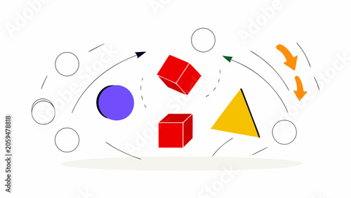 Geometric shapes, abstract icons, colorful symbols, vector graphics