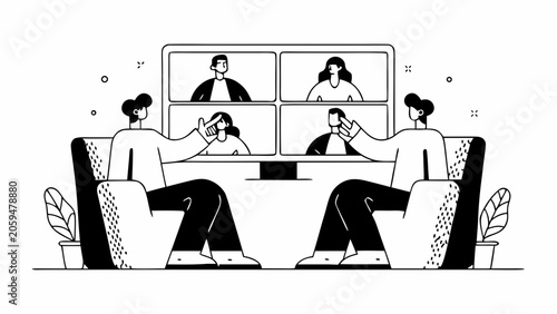 Remote team meeting, virtual collaboration, business communication, online conference