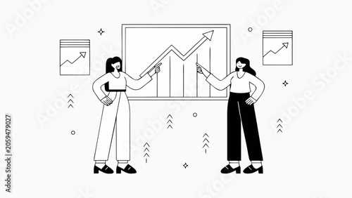 Business strategy, teamwork, graph analysis, infographic elements, vector icons