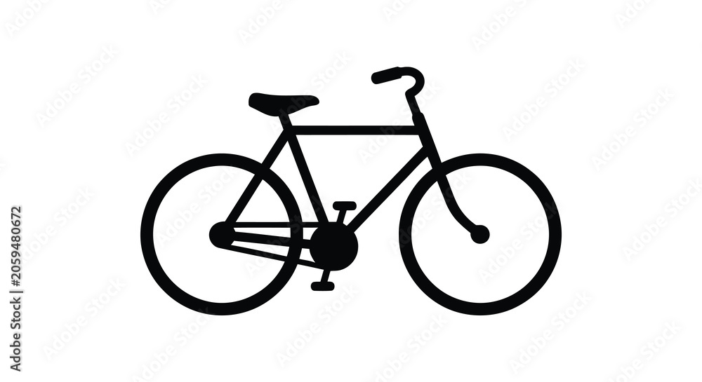 Fototapeta premium Bicycle Silhouette Against A White Background A Minimalist Linear Representation bike cycling cyclist pedal two wheeler