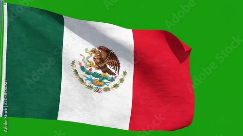 Waving flag of mexico against a green screen background