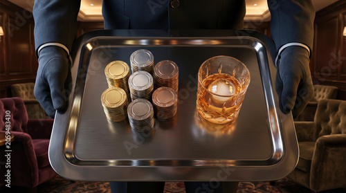 Luxury Service with Coins and Candlelit Elegance