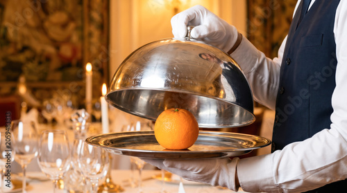 Elegant Server Presenting Fresh Orange