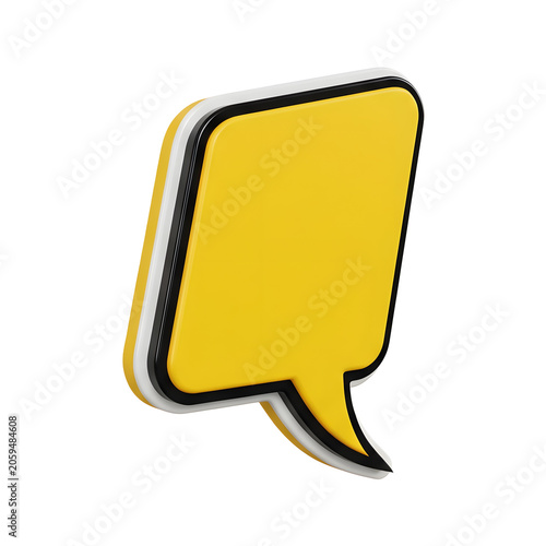 3D Cartoon Yellow Speech Bubble Isolated