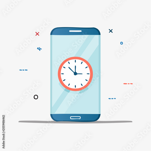Smartphone displaying a clock face