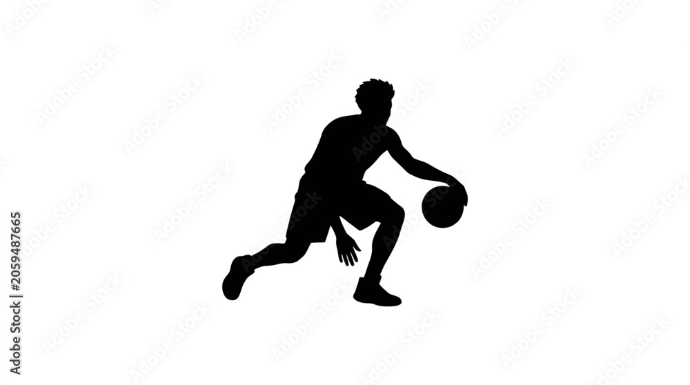Fototapeta premium Basketball Player Dribbling Silhouette Vector