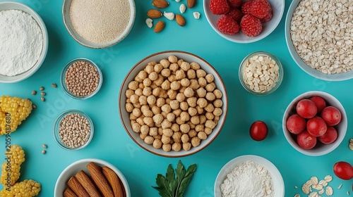 Photo Composition of Common Food Allergens Shown Representing Food Safety Allergy Awareness and Health Information for Nutrition Food Packaging and Consumer Education Campaigns