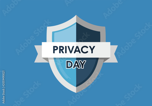 Canvas Print A blue shield with a gray border and a white banner
