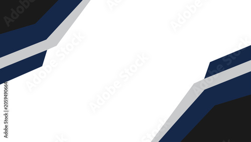 Tableau sur toile Abstract geometric navy blue shapes on a white background with layered diagonal accents