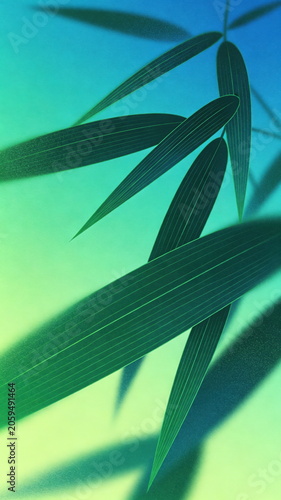 Fresh Vertical Background Texture of Blurred Bamboo Reed Leaves, Gradient Cyan Green Tone Dragon Boat Festival Decorative Wallpaper